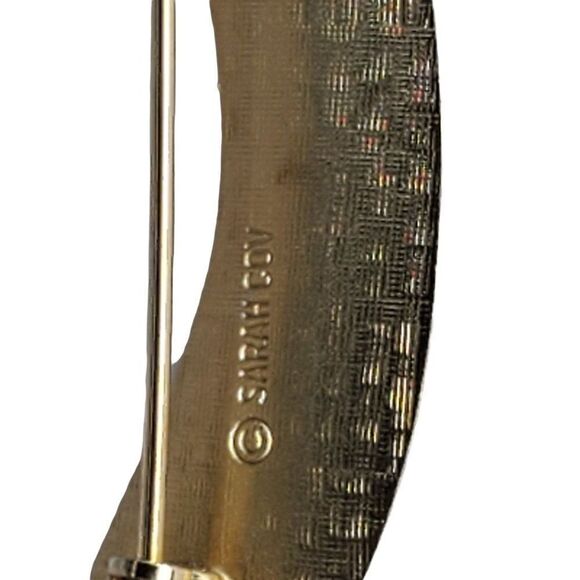 Vintage Shiney Matte Goldtone Sarah Coventry Leaf Paisley Brooch Pin - Picture 3 of 3